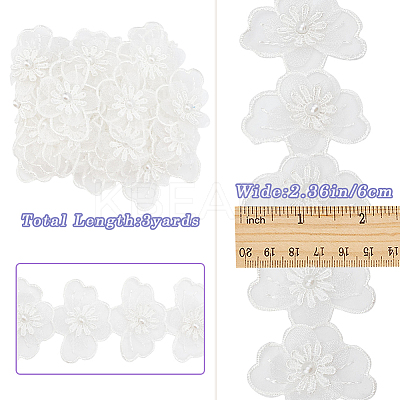 3 Yards Embroidery Flower Polyester Lace Trim OCOR-GF0002-53-1