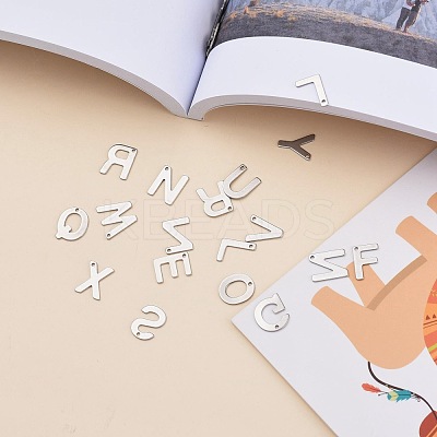 Tarnish Resistant 201 Stainless Steel Letter Charms STAS-S036-M-1