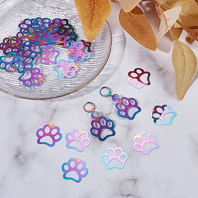 30Pcs Ion Plating(IP) 201 Stainless Steel Pet Pendants STAS-SC0004-97-1
