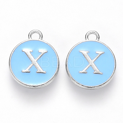Platinum Plated Alloy Enamel Charms X-ENAM-S118-04X-P-1