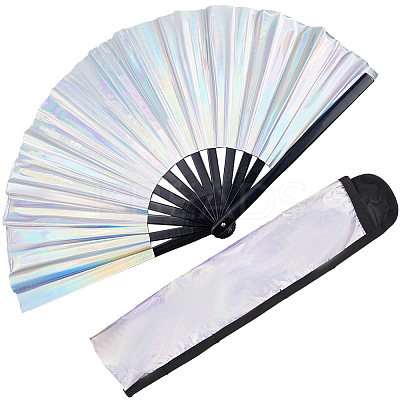 Laser PVC Plastic & Oxford Cloth Fan with Fan Bags AJEW-WH20022-90-1