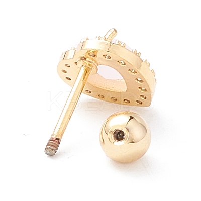 Heart Cat Eye Stud Earrings for Women EJEW-A065-06G-1