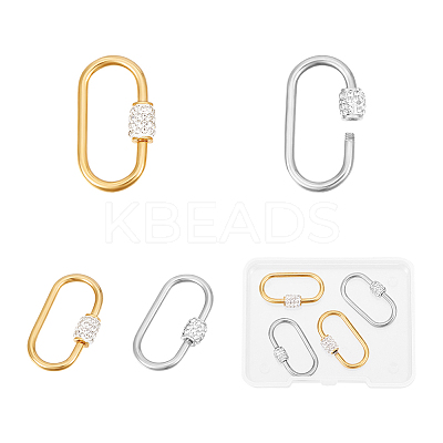 4Pcs 2 Colors 304 Stainless Steel Screw Carabiner Lock Charms STAS-UN0060-75-1