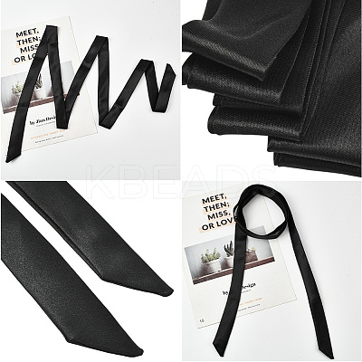 2Pcs Ribbon Long Bow Tie for Women AJEW-SP0003-50A-1