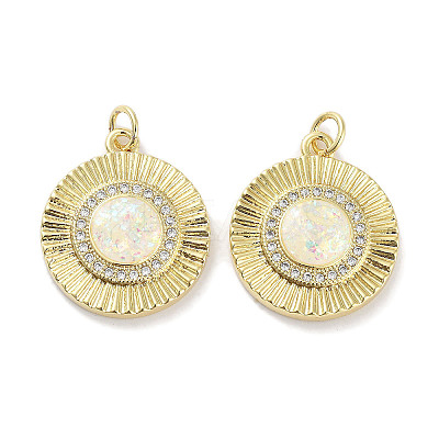 Brass Micro Pave Clear Cubic Zirconia Pendants KK-L213-041G-01-1