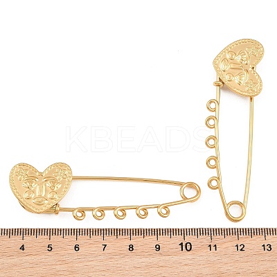 Heart Face 304 Stainless Steel Safety Pins Brooch Findings SA-CBA098D-15B-G05-1