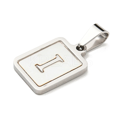 304 Stainless Steel Pave Natural White Shell Pendants STAS-S130-03P-I-1