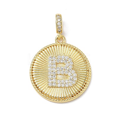 Brass Micro Pave Clear Cubic Zirconia Pendants KK-L253-17G-B-1