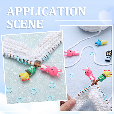 18Pcs Style Aniaml Cactus Silicone Knitting Needle Stopper AJEW-SC0002-35-1