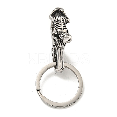 Tibetan Style 316 Surgical Stainless Steel Fittings with 304 Stainless Steel Key Ring FIND-Q101-18AS-1