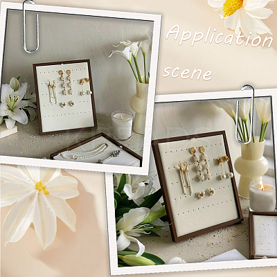 50-Slot Wooden Photo Frame Earring Organizer Display Stands with Velvet Mat ODIS-SC0001-10-1