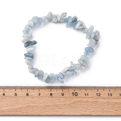 Natural Aquamarine Chip Beaded Stretch Bracelets for Women Men BJEW-K277-01-1