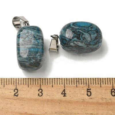 Natural Blue Agate(Dyed & Heated) Pendants G-Z067-03P-07-1