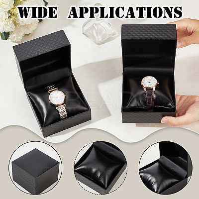 Square Diamond Print Cardboard Jewelry Watch Storage Boxes CON-WH0092-56-1