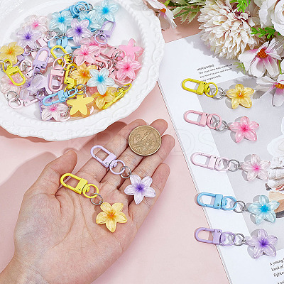 25Pcs 5 Colors Resin Pendant Keychains HJEW-ME0001-11-1