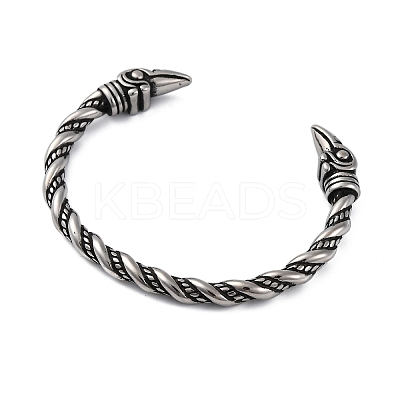 Viking 304 Stainless Steel Twisted Eagle Open Cuff Bangles for Men BJEW-U001-02P-1