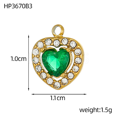 304 Stainless Steel Cubic Zirconia Charms STAS-OY004-02G-1