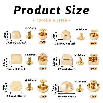 12Pcs 6 Styles Alloy Decoration Rivets DIY-TA0011-08-1