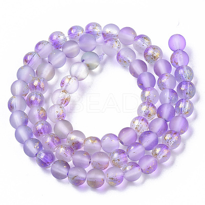 Frosted Spray Painted Glass Beads Strands GLAA-N035-03B-C11-1