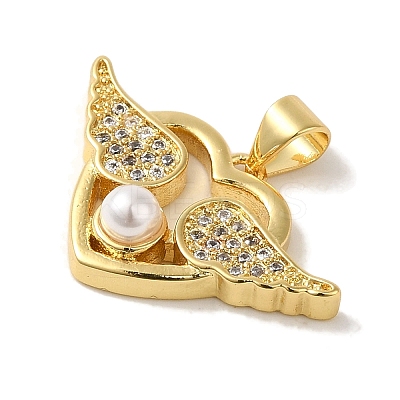 Rack Plating Brass Micro Pave Clear Cubic Zirconia Pendants KK-P267-02G-1