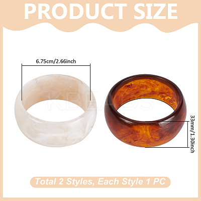 2Pcs 2 Color Acrylic Bangles for Women BJEW-UN0001-75-1