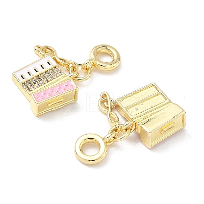 Brass Micro Pave Cubic Zirconia with Enamel Pendants KK-Z134-10G-01-1