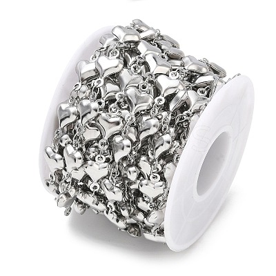 304 Stainless Steel Heart Link Chains CHS-N009-01B-P-1