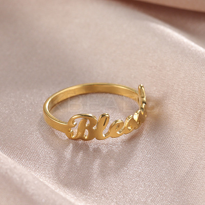 Word Blessed Stainless Steel Finger Rings for Women WG5CA7C-05-1