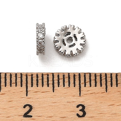 Brass Micro Pave Clear Cubic Zirconia Beads KK-B110-07P-1