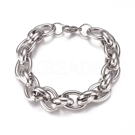 Tarnish Resistant Unisex 304 Stainless Steel Chain Bracelets BJEW-L661-03P-1