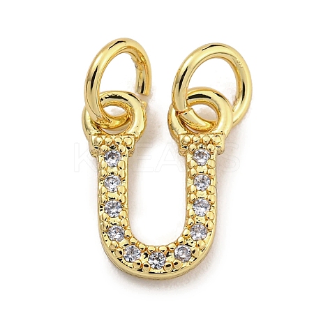 Initial Letter Brass with Cubic Zirconia Charms KK-Q814-26U-G-1
