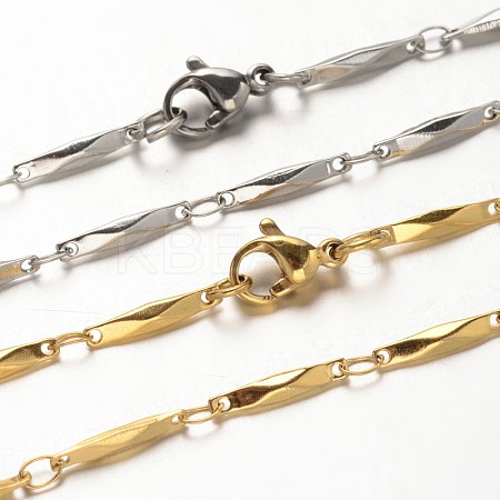 304 Stainless Steel Bar Link Chains Necklaces NJEW-O066-17-1