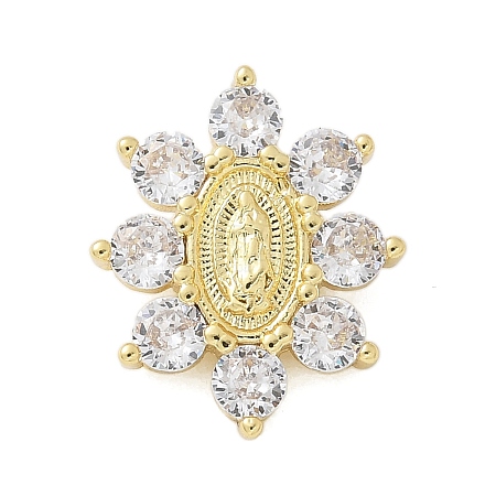 Brass Micro Pave Cubic Zirconia Pendants KK-P293-13G-1