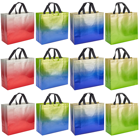 12Pcs 4 Colors Non-Woven Reusable Folding Gift Bags with Handle ABAG-GF0001-29A-1
