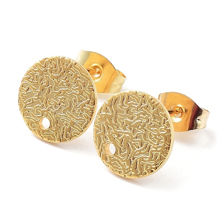 201 Stainless Steel Flat Round Stud Earring Findings STAS-K259-18C-G-1