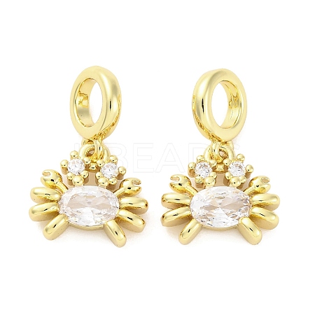 Brass Micro Pave Cubic Zirconia European Dangle Charms KK-D325-20G-02-1