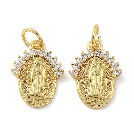 Brass Micro Pave Cubic Zirconia Pendants KK-C092-19B-G-1