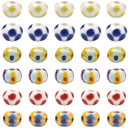 18Pcs 6 Colors Handmade Porcelain European Beads PORC-YW0001-87-1