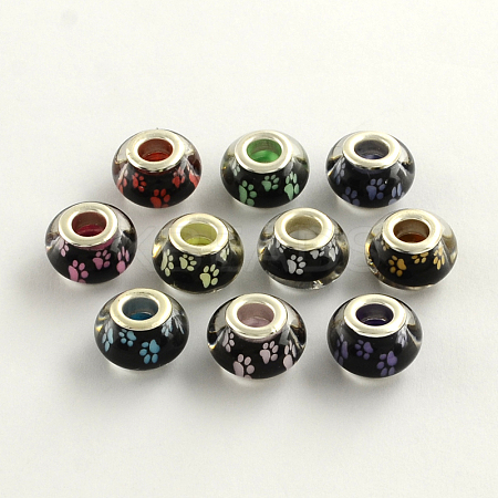Large Hole Dog Paw Prints Pattern Resin European Beads OPDL-Q128-12-1