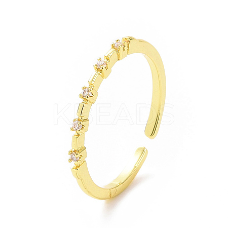 Clear Cubic Zirconia Thin Open Cuff Ring LS-RJEW-H127-36G-1