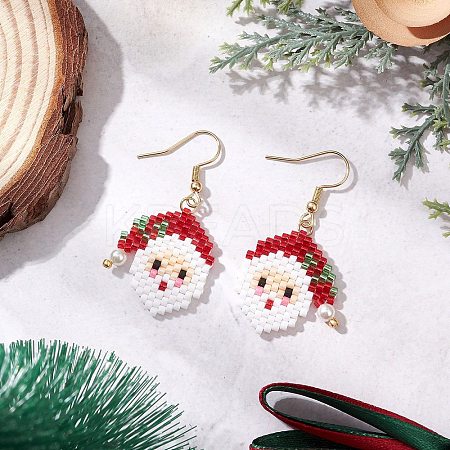 304 Stainless Steel Glass Christmas Theme Dangle Earrings EJEW-MZ00527-01-1