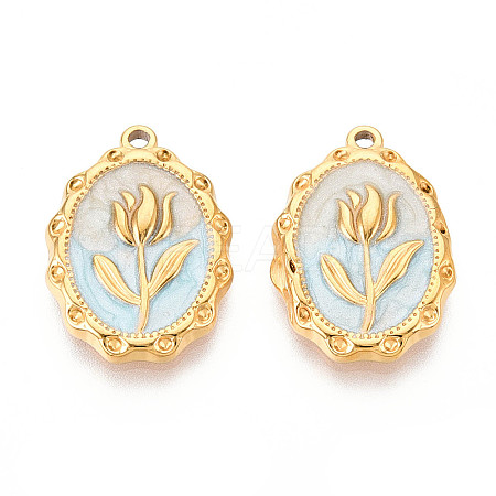 304 Stainless Steel Enamel Pendants STAS-N110-27D-G-1