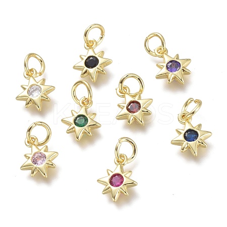 Brass Micro Pave Cubic Zirconia Pendants KK-P188-H-1
