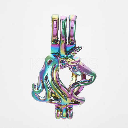 Plated Alloy Bead Cage Pendants PALLOY-S119-072-1