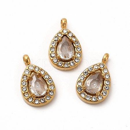 PVD Vacuum Plating 304 Stainless Steel Cubic Zirconia Pendants STAS-A076-01G-04-1