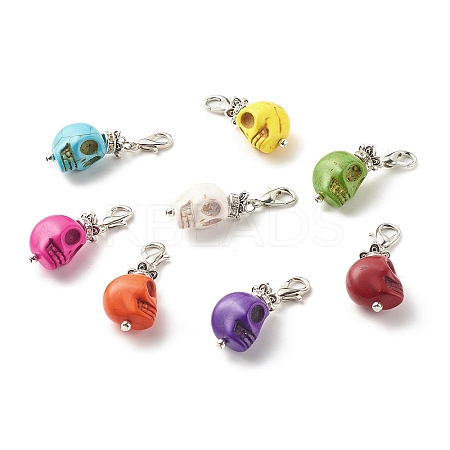 Skull Synthetic Howlite Pendant Decorations X1-HJEW-JM00620-1