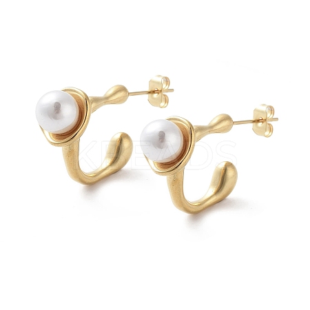 Iron Plating(IP) 304 Stainless Steel Stud Earrings EJEW-D095-11G-1