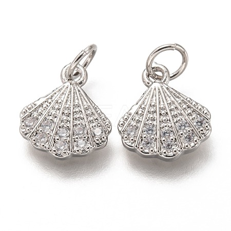 Brass Micro Pave Clear Cubic Zirconia Charms ZIRC-C020-49P-1