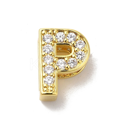 Brass Micro Pave Cubic Zirconia Beads KK-H487-25G-16-1