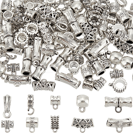 100Pcs 10 Styles Tibetan Style Alloy Hangers Links TIBE-SC0002-18-1